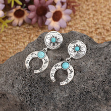 Load image into Gallery viewer, Retro Crescent Turquoise Drop Earrings
