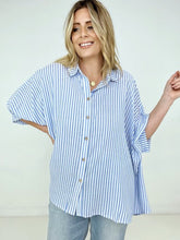 Load image into Gallery viewer, Zenana "Lucky Stripes" Oversized Striped Short Sleeve Button-Up Shirt
