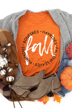 Load image into Gallery viewer, Orange Fall Letter Print Crew Neck Graphic T Shirt
