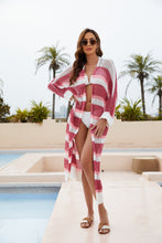 Load image into Gallery viewer, Striped Cuffed Sleeve Long Beach Kimono
