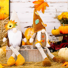 Load image into Gallery viewer, Striped Knit Floral Thanksgiving Harvest Gnome Ornaments
