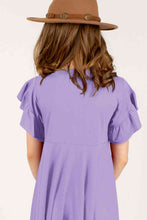 Load image into Gallery viewer, Round Neck Petal Sleeve Dress
