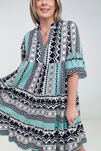 Load image into Gallery viewer, Easel "Reva" Bell Sleeve Boho Print Dress
