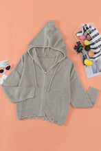 Load image into Gallery viewer, Zipper V-Neck Dropped Sleeve Hooded Solid Sweater

