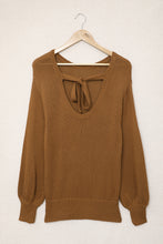 Load image into Gallery viewer, Double Take Tied Balloon Sleeve Round Neck Sweater

