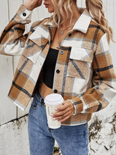 Load image into Gallery viewer, Double Take Plaid Collared Neck Jacket with Breast Pockets
