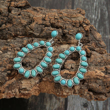 Load image into Gallery viewer, Retro Teardrop Hollow Inlaid Turquoise Drop Earring
