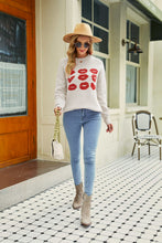 Load image into Gallery viewer, Lip Graphic Slit Dropped Shoulder Sweater
