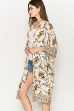 Load image into Gallery viewer, Justin Taylor Floral Open Front Slit Duster Cardigan
