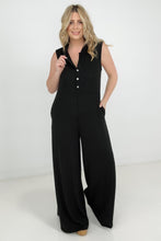 Load image into Gallery viewer, Jade By Jane Button Up Textured Wide Leg Jumpsuit
