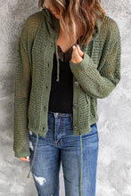 Load image into Gallery viewer, Green Button Up Long Sleeve Hooded Cardigan
