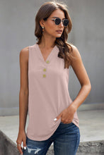 Load image into Gallery viewer, Ribbed Buttoned V-neck Tank
