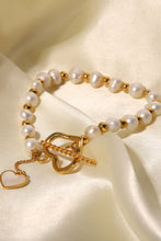 Load image into Gallery viewer, Freshwater Pearl Heart Charm Bracelet
