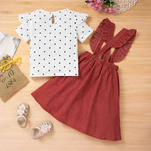 Load image into Gallery viewer, Short Sleeve Top and Overall Skirt Set
