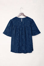 Load image into Gallery viewer, Floral Textured Ruffled Half Sleeve Babydoll Top
