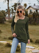 Load image into Gallery viewer, Ribbed Square Neck Long Sleeve Tee
