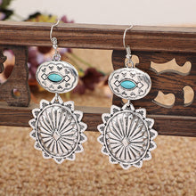 Load image into Gallery viewer, Retro Oval Turquoise Geometric Dangle Earrings

