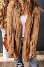 Load image into Gallery viewer, Ribbed Trim Eyelet Cable Knit Cardigan
