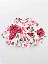Load image into Gallery viewer, Printed Round Neck Long Sleeve Blouse and Distressed Jeans Set
