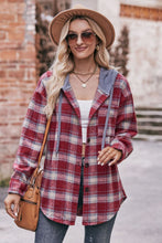 Load image into Gallery viewer, Plaid Dropped Shoulder Hooded Longline Jacket
