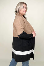 Load image into Gallery viewer, Latte Colorblock Cardigan With Patch Pockets
