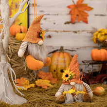 Load image into Gallery viewer, Thanksgiving Harvest Floral Striped Knit Gnome Ornament
