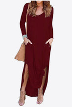 Load image into Gallery viewer, Split Long Sleeve V-Neck Maxi Dress
