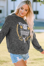 Load image into Gallery viewer, Mineral Washed COW'S FIRST RODEO Round Neck Raglan Sleeve Sweatshirt
