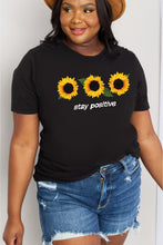 Load image into Gallery viewer, Simply Love Full Size STAY POSITIVE Sunflower Graphic Cotton Tee
