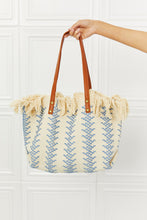 Load image into Gallery viewer, Fame Day Dreamer Weaved Fringe Tote Bag in Blue
