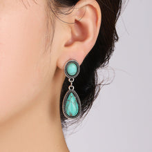 Load image into Gallery viewer, Turquoise Teardrop-Shaped Turquoise Drop Earrings
