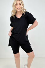 Load image into Gallery viewer, Zenana Brushed Dty Microfiber V-Neck Top &amp; Biker Shorts

