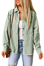Load image into Gallery viewer, Green Frayed Boyfriend Corduroy Shacket
