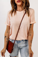 Load image into Gallery viewer, Round Neck Cuffed Short Sleeve Tee

