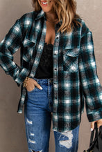 Load image into Gallery viewer, Green Buttons Pocketed Plaid Shacket

