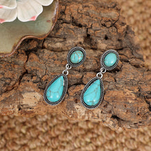 Load image into Gallery viewer, Turquoise Teardrop-Shaped Turquoise Drop Earrings

