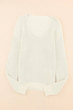 Load image into Gallery viewer, Ribbed Knit V Neck Long Sleeve Sweater
