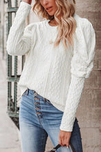 Load image into Gallery viewer, Solid Color Puffy Sleeve Textured Knit Top

