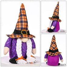 Load image into Gallery viewer, Halloween Orange Plaid Gnome Ornament
