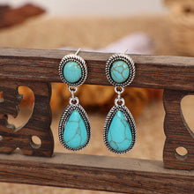 Load image into Gallery viewer, Turquoise Teardrop-Shaped Turquoise Drop Earrings
