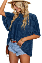 Load image into Gallery viewer, Floral Textured Ruffled Half Sleeve Babydoll Top
