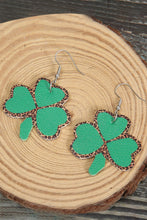 Load image into Gallery viewer, Green Shamrock Leopard PU Earrings
