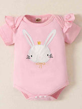 Load image into Gallery viewer, Short Sleeve Bunny Graphic Top and Bow Detail Skirt Set

