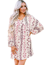 Load image into Gallery viewer, Leopard V-Neck Balloon Sleeve Babydoll Dress
