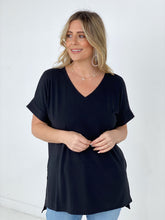 Load image into Gallery viewer, Zenana "Luxe" Rolled Sleeve Side Slit Hi-Low Hem Top
