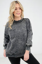 Load image into Gallery viewer, Zenana Acid Wash Raw Edge Front Pocket Pullover
