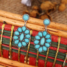 Load image into Gallery viewer, Retro Turquoise Geometric Dangle Earrings
