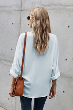 Load image into Gallery viewer, V Neck 3/4 Sleeve High Low Hem Shirt
