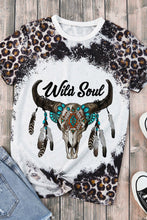 Load image into Gallery viewer, Skull Leopard Bleached Print Graphic Tee
