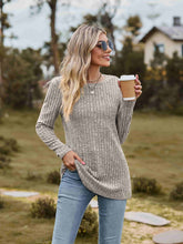 Load image into Gallery viewer, Ribbed Round Neck Long Sleeve Tee

